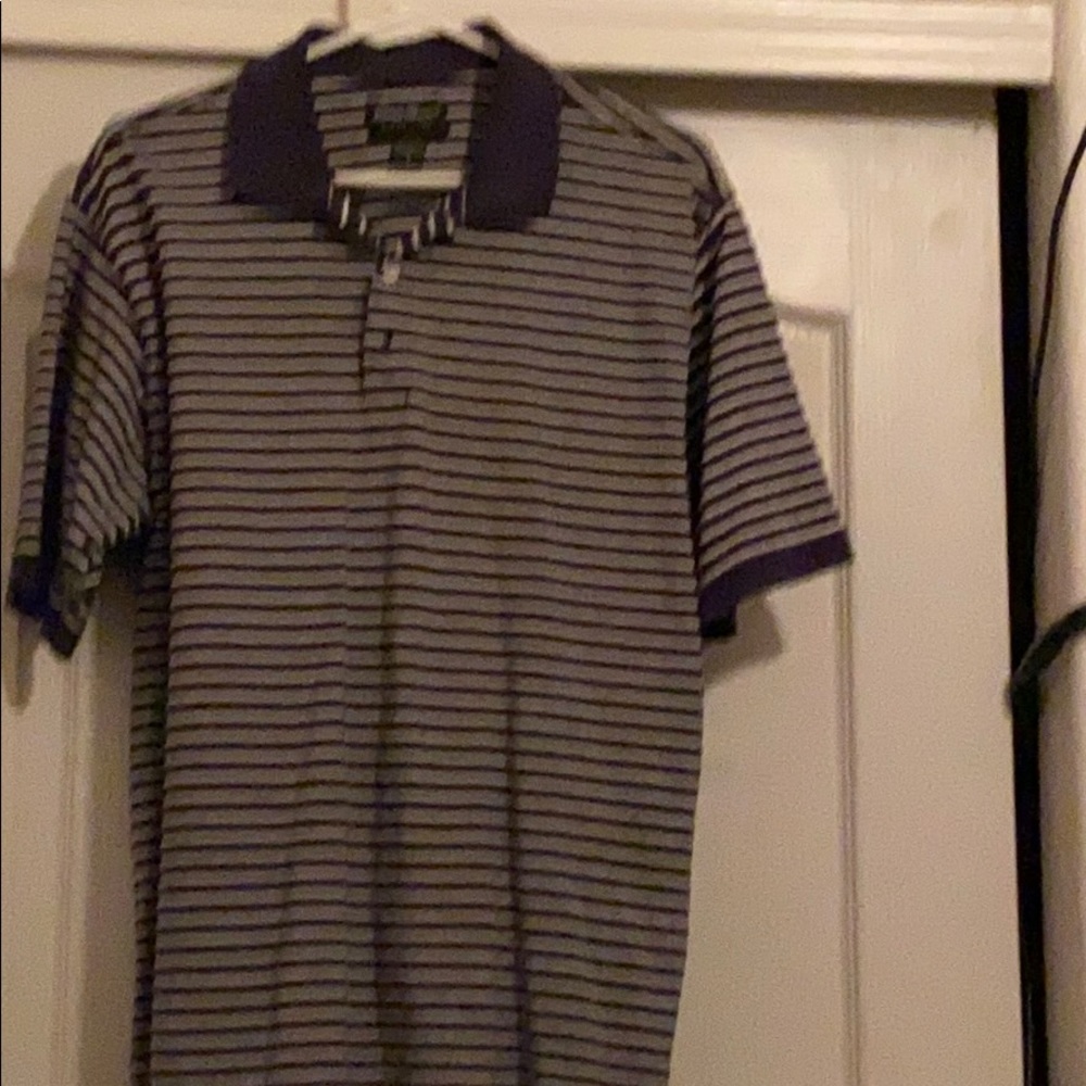 Polo shirt blue and white striped